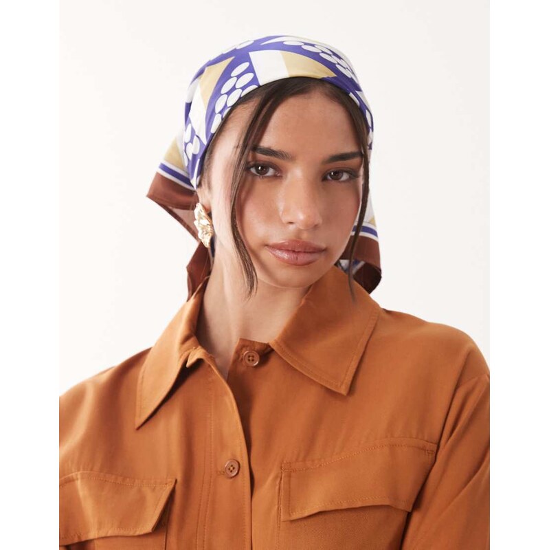 ASOS DESIGN medium headscarf geo dot print-Multi 114523256