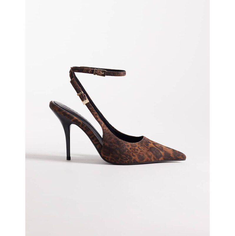 ASOS DESIGN Promise slingback stiletto high heel shoes in leopard 114425772