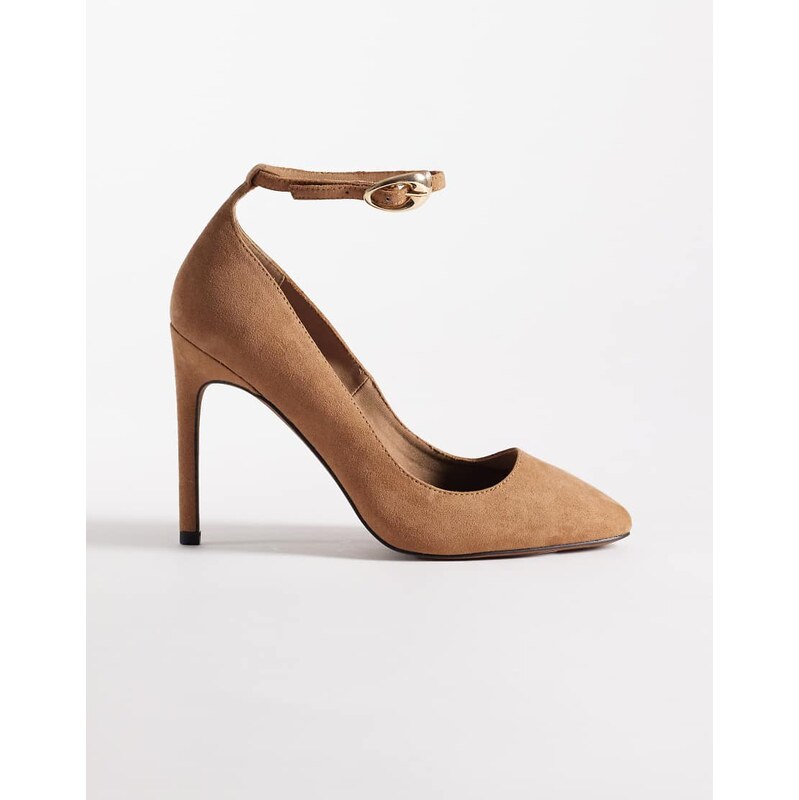 ASOS DESIGN Priscilla round toe court shoes in sand suedette