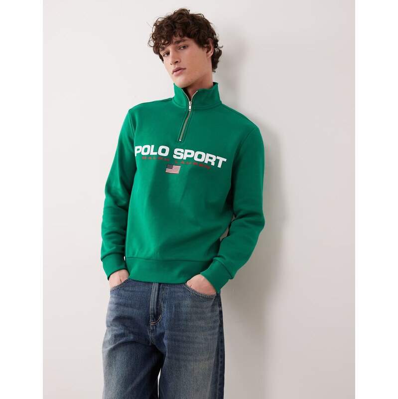 Polo Ralph Lauren Sport flag logo quarter zip sweatshirt in