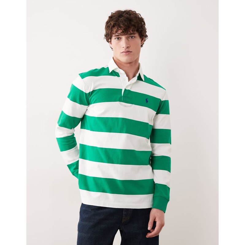 Polo Ralph Lauren icon logo long sleeve stripe rugby shirt in