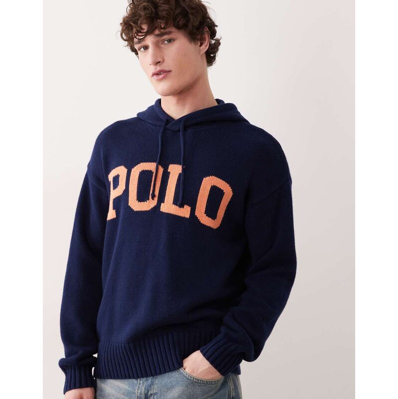 Polo Ralph Lauren knitted hoodie in navy