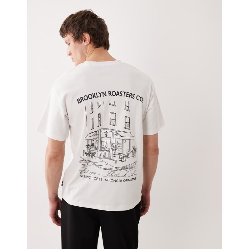 Jack & Jones Premium heavyweight t-shirt with backprint in white