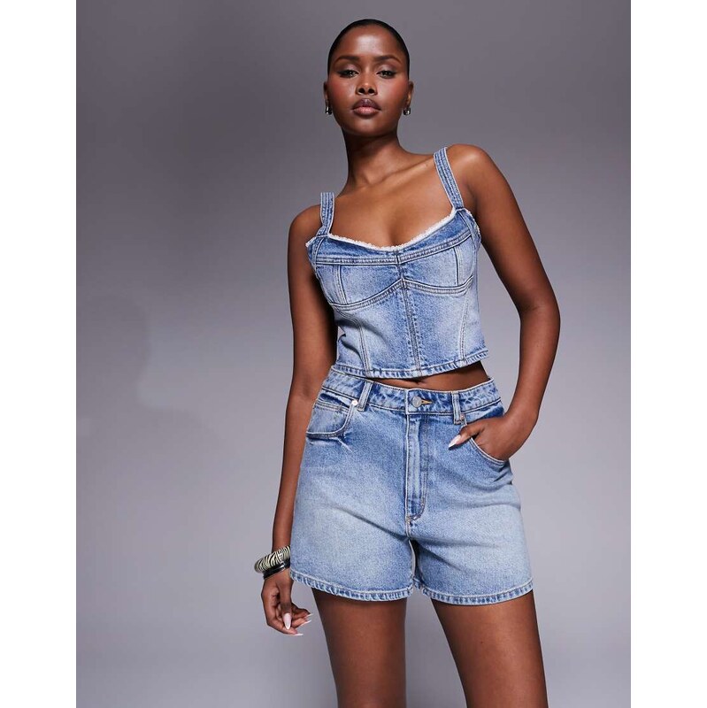 Abrand Jeans Abrand high rise denim shorts in mid blue 114425870