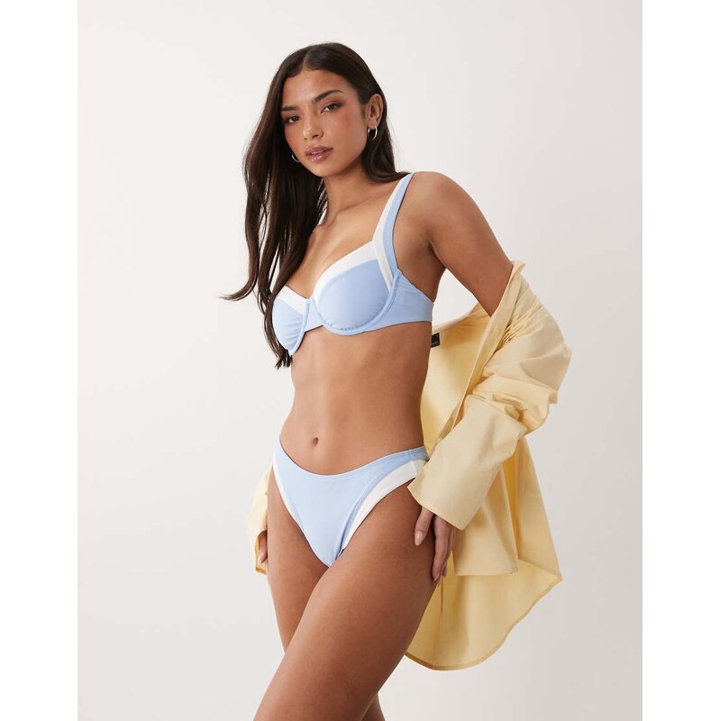 Abercrombie & Fitch contrast detail underwire bikini top co-ord in 114425890