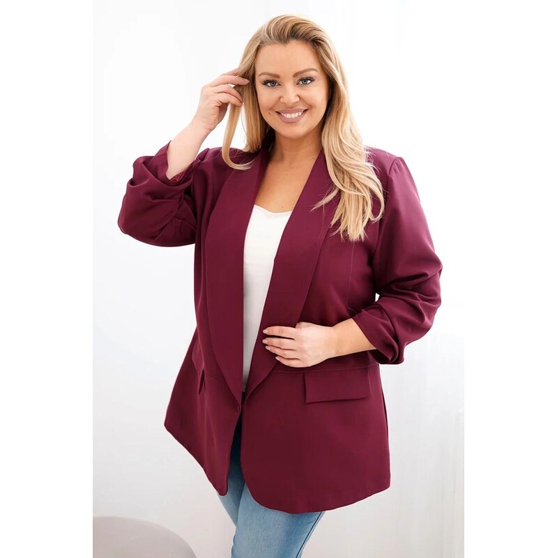 MladaModa Elegantní oversize sako model 1085 tmavě vínové
