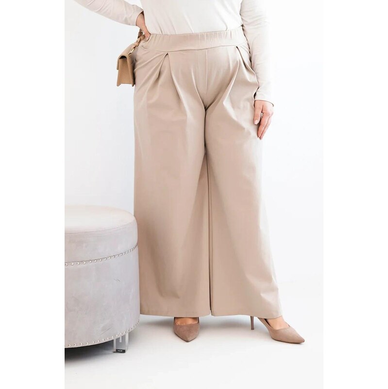 MladaModa Široké oversize kalhoty model 2274-1 tmavě béžové