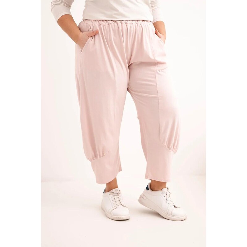 MladaModa Bavlněné oversize kalhoty a gumou v pase model 21207