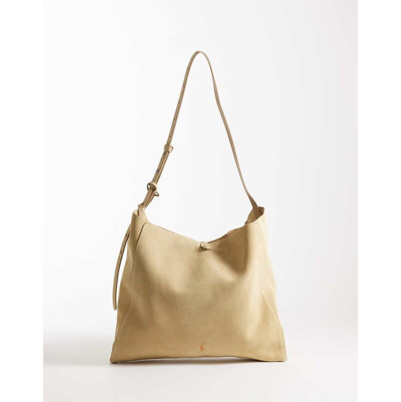 Polo Ralph Lauren 100% suede messenger bag in ecru-Blonde