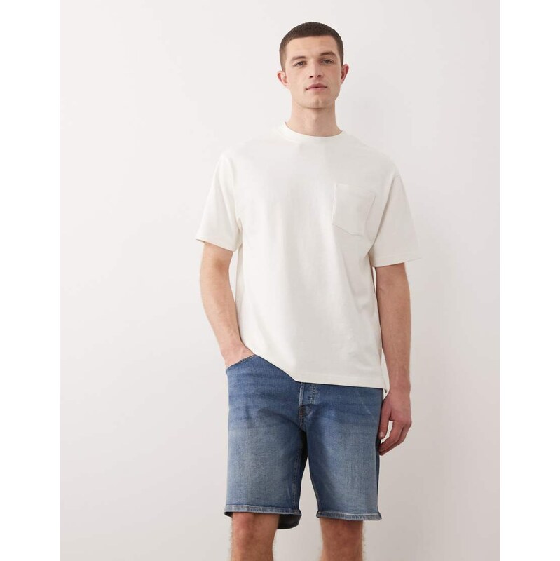 Jack & Jones Rick slim denim shorts in mid blue