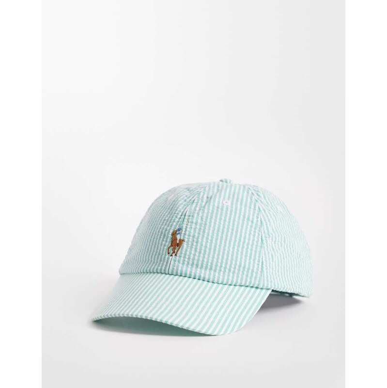 Polo Ralph Lauren icon logo seersucker baseball cap in green