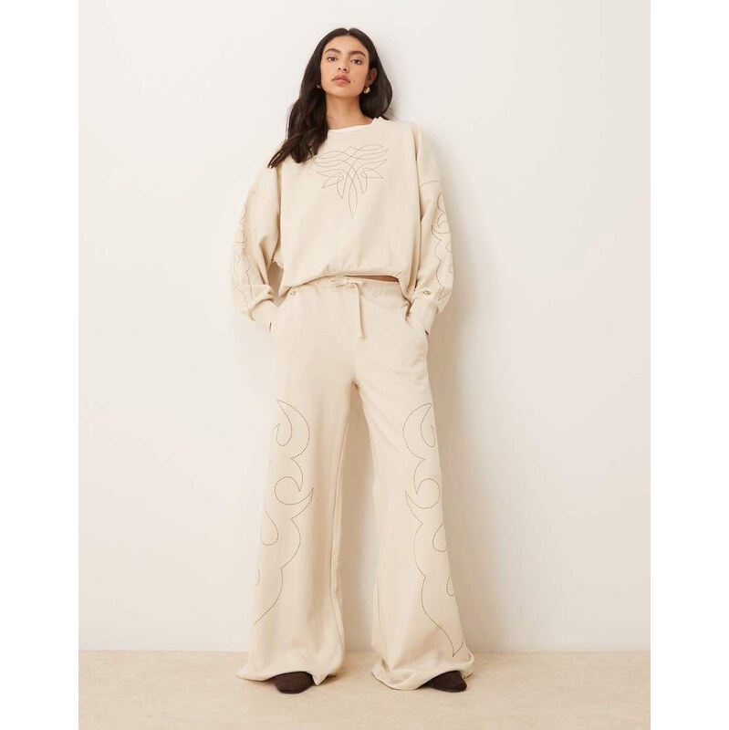 Wrangler x Lainey Wilson cowboy co-ord soft trousers in ecru