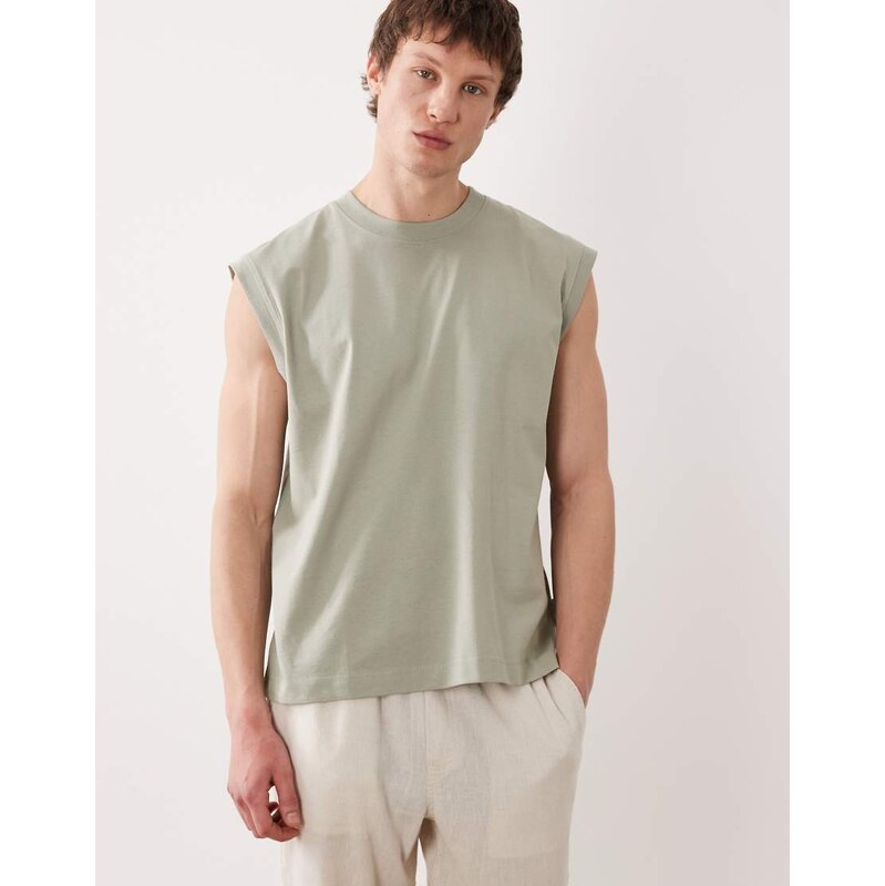 Jack & Jones oversized boxy tank in sage green