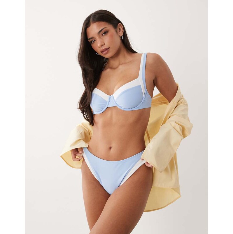 Abercrombie & Fitch mid rise contrast detail bikini bottom co-ord in 114425891
