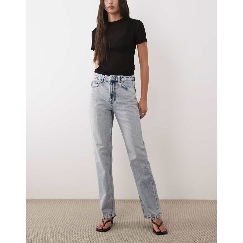ASOS DESIGN 90s straight jeans with crease detail in lightwash