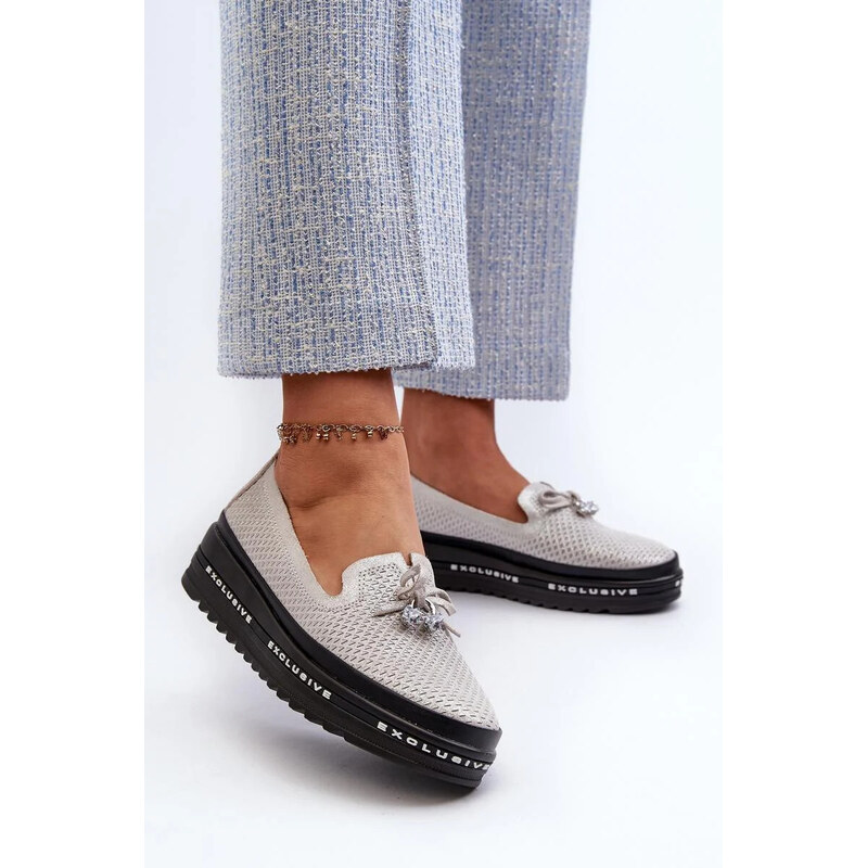 Inello Dámské mokasiny LR400 stříbrné - Step in style 114428536
