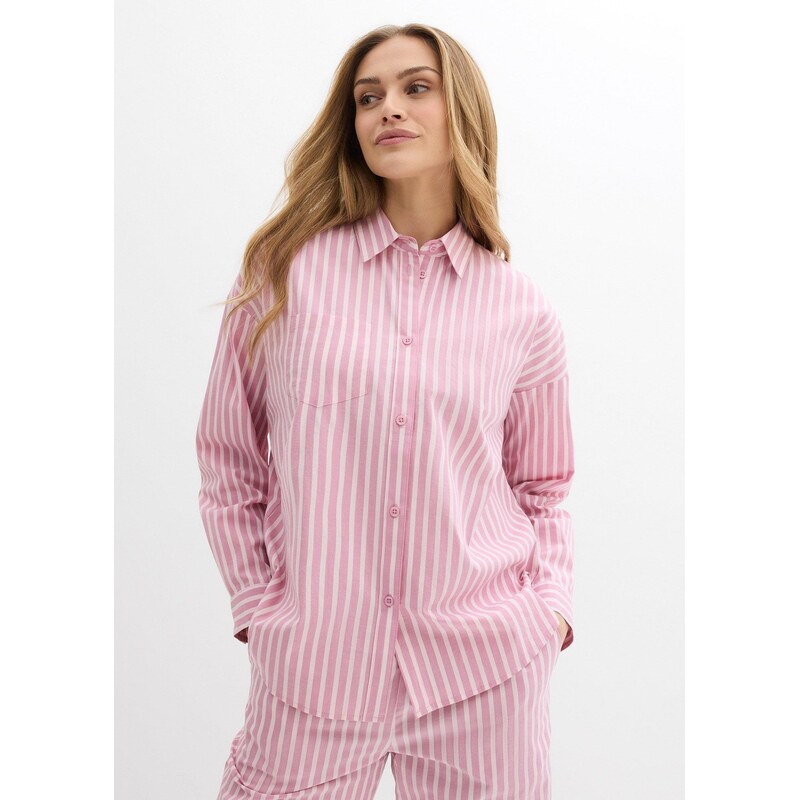 bonprix Oversize halenka z bavlněného popelínu růžová Žena