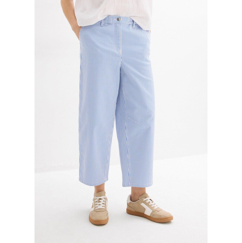bonprix Kalhoty Barrel s pohodlným pasem, High Waist modrá Žena