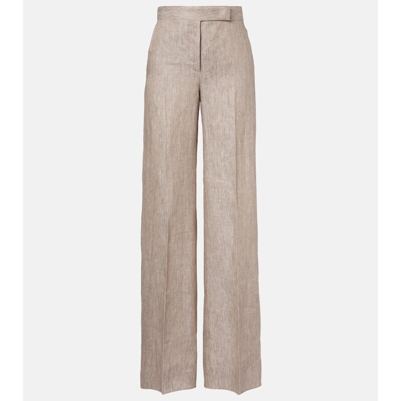 Max Mara Deserto herringbone linen wide-leg pants