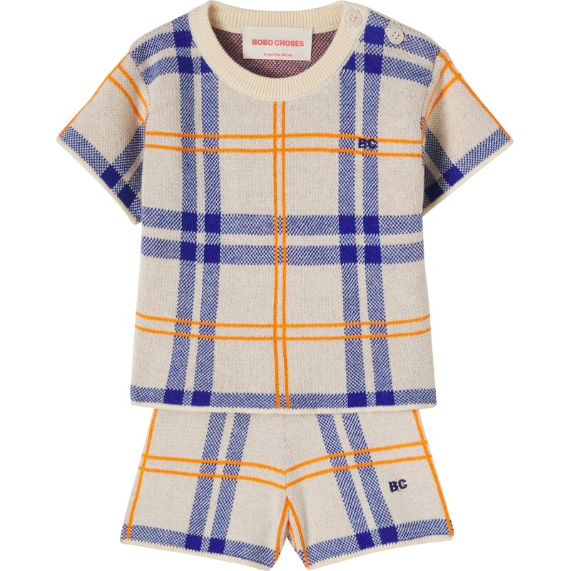 Bobo Choses Baby checked cotton T-shirt and shorts set