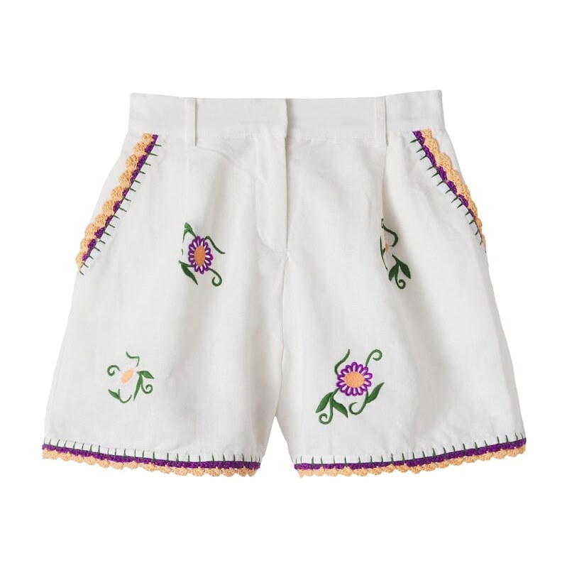 Stella McCartney Kids Embroidered linen and cotton shorts