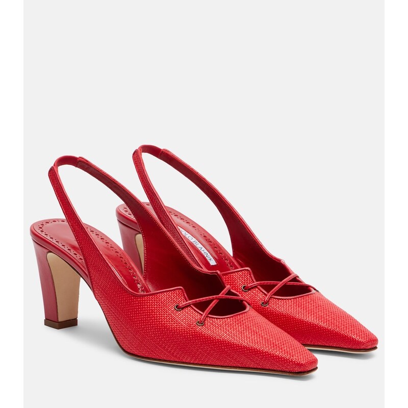 Manolo Blahnik Montbalo raffia slingback pumps
