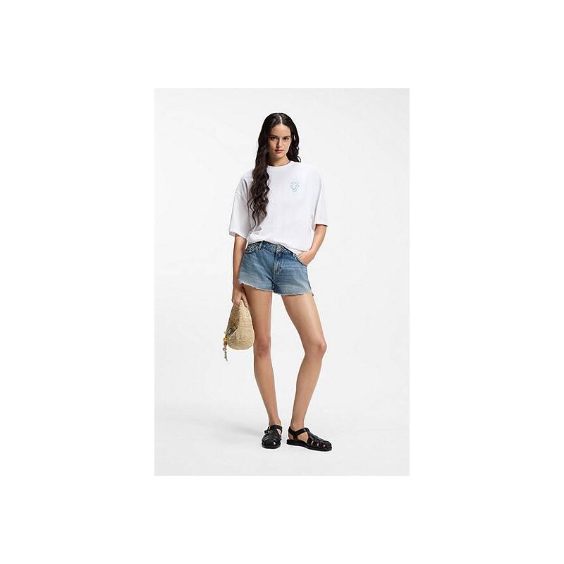HUGO Regular-fit shorts in blue denim 114431846