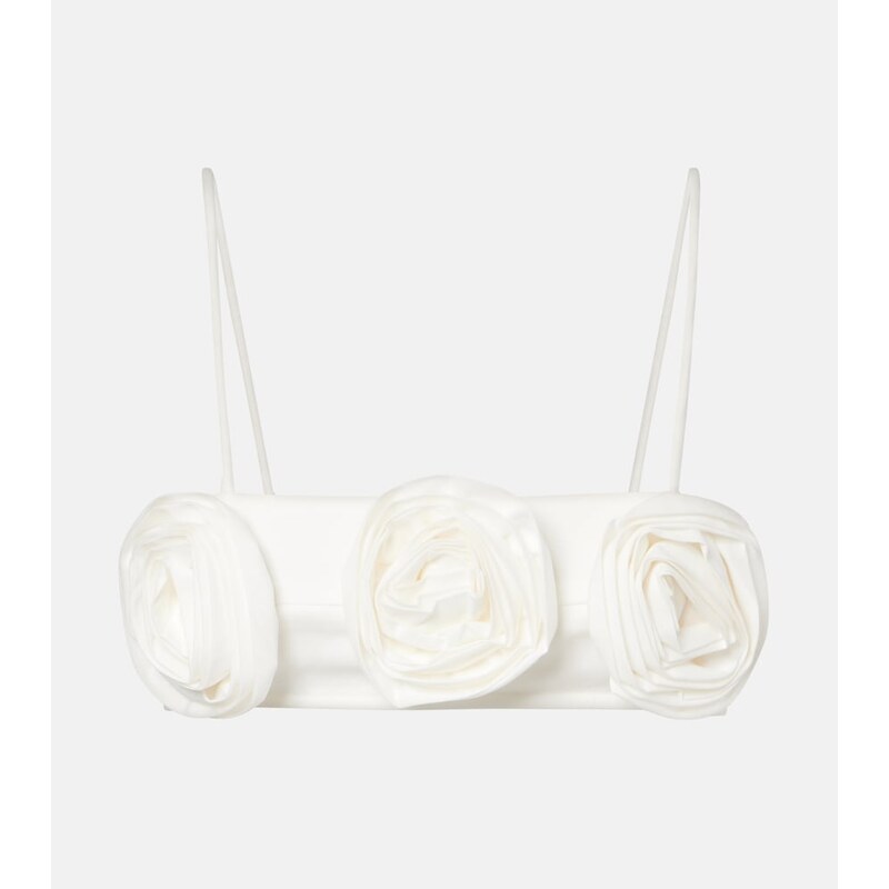 Adriana Degreas Floral-appliquÃ cotton-blend bandeau top