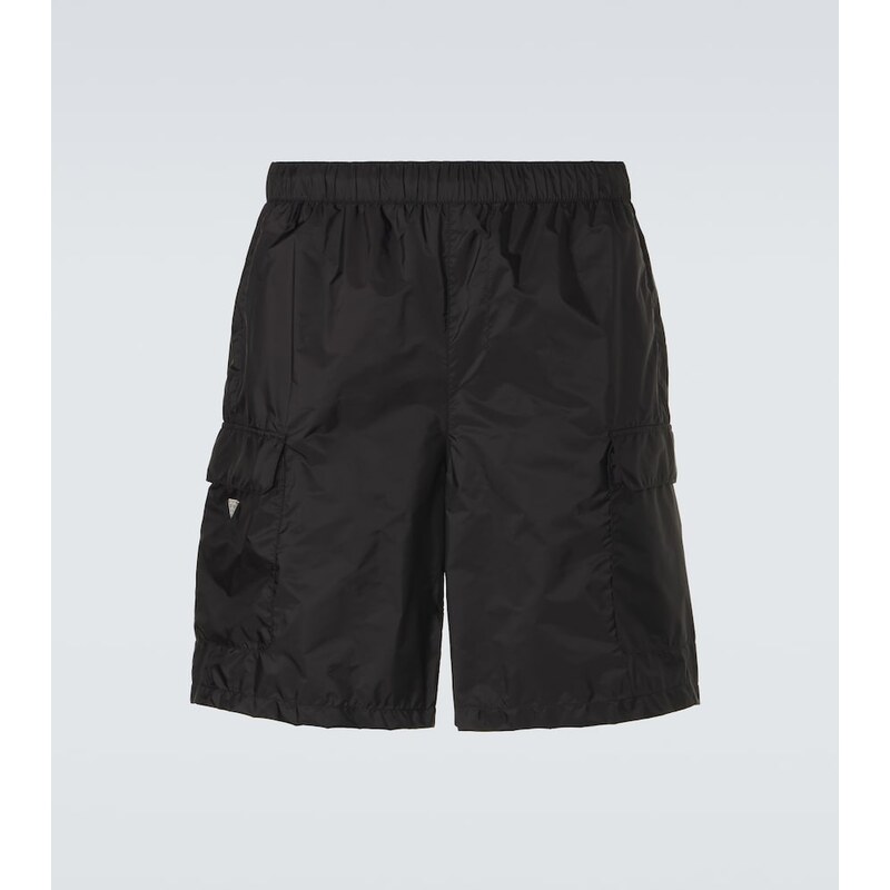Prada Re-Nylon koupací šortky v barvě černá/Grizzly