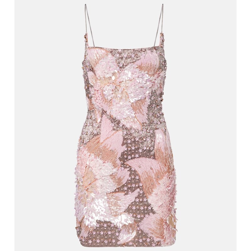 Là Fuori Embellished floral minidress