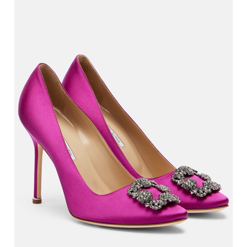 Manolo Blahnik Hangisi embellished satin pumps