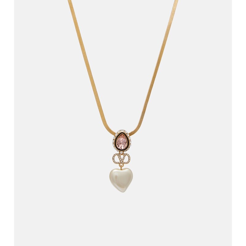 Valentino VLogo embellished pendant necklace