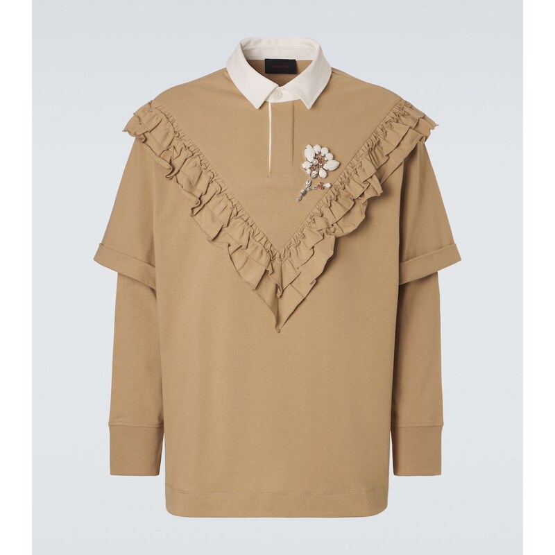 Simone Rocha Ruffled cotton polo shirt