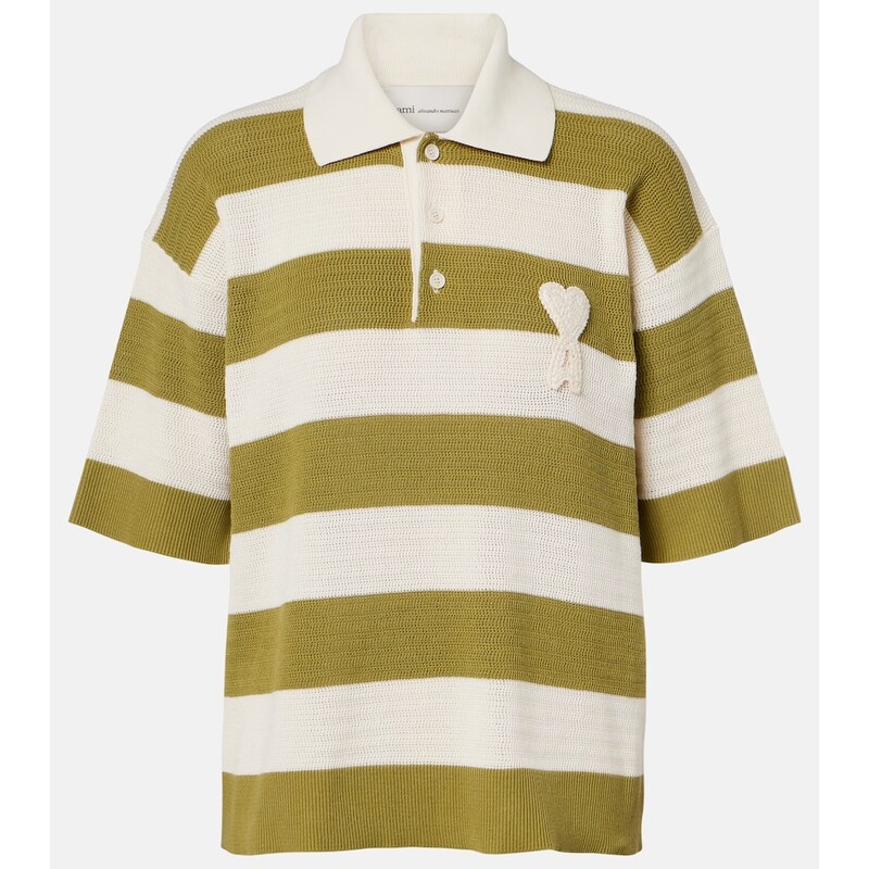 Ami Paris Ami de CÅur striped cotton polo shirt