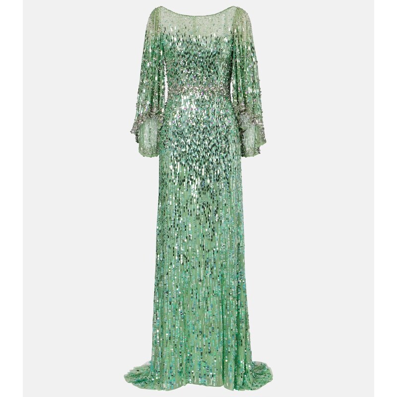 Jenny Packham Ines embellished sequined gown