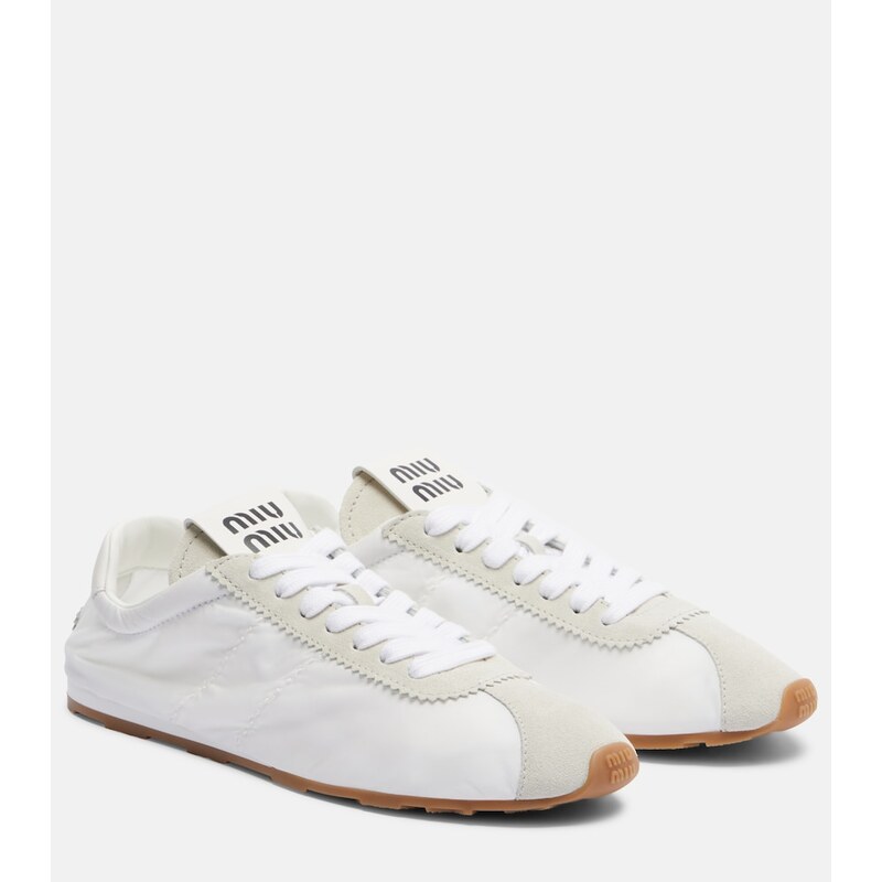 Miu Miu Plume suede-trimmed sneakers