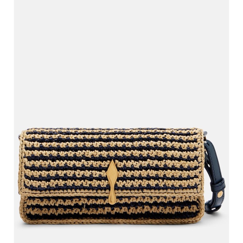 Christian Louboutin Bettina Mini leather-trimmed crochet clutch