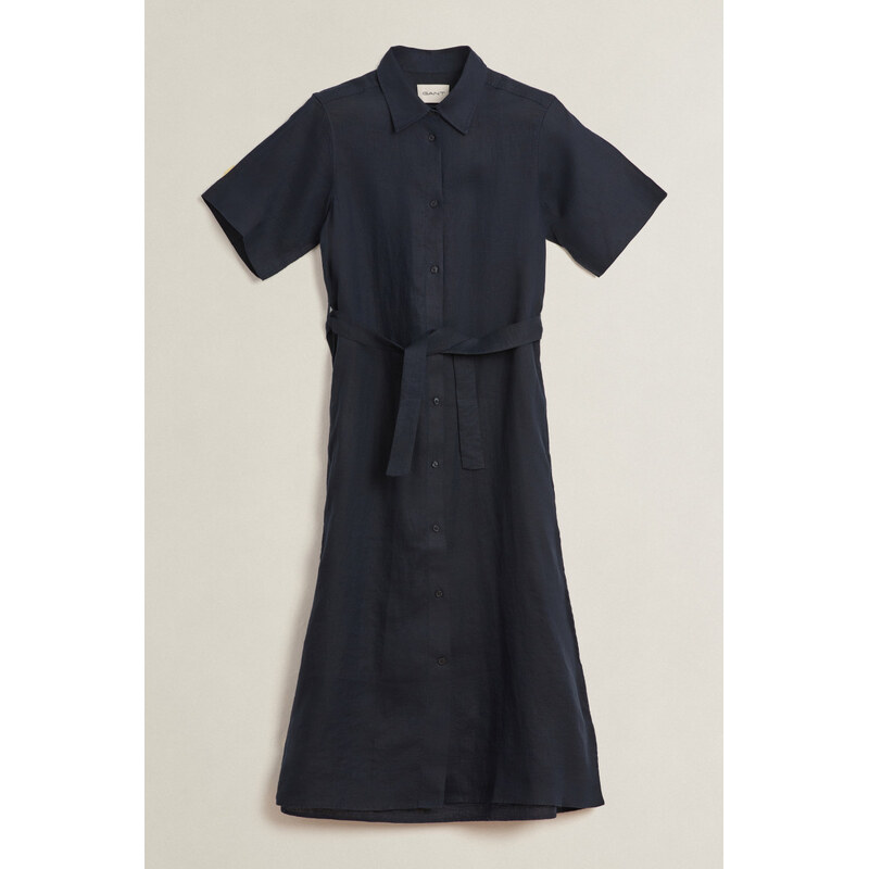 ŠATY GANT LINEN SS SHIRT DRESS BLACK