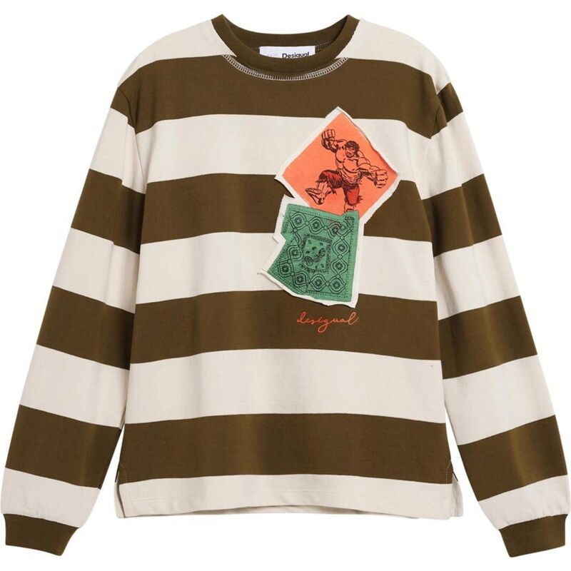 Desigual Tričko zelená / khaki / oranžová / bílá