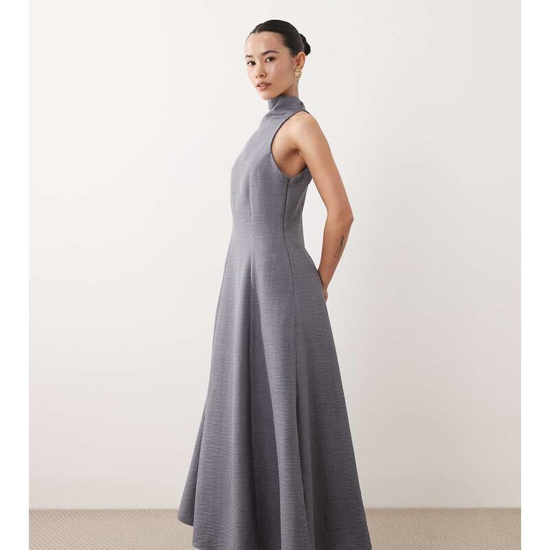 ASOS Petite ASOS DESIGN Petite high neck sleeveless swing linen look 114434595