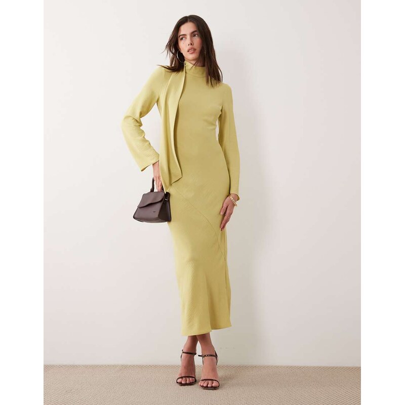 ASOS DESIGN high neck scarf detail maxi dress in green