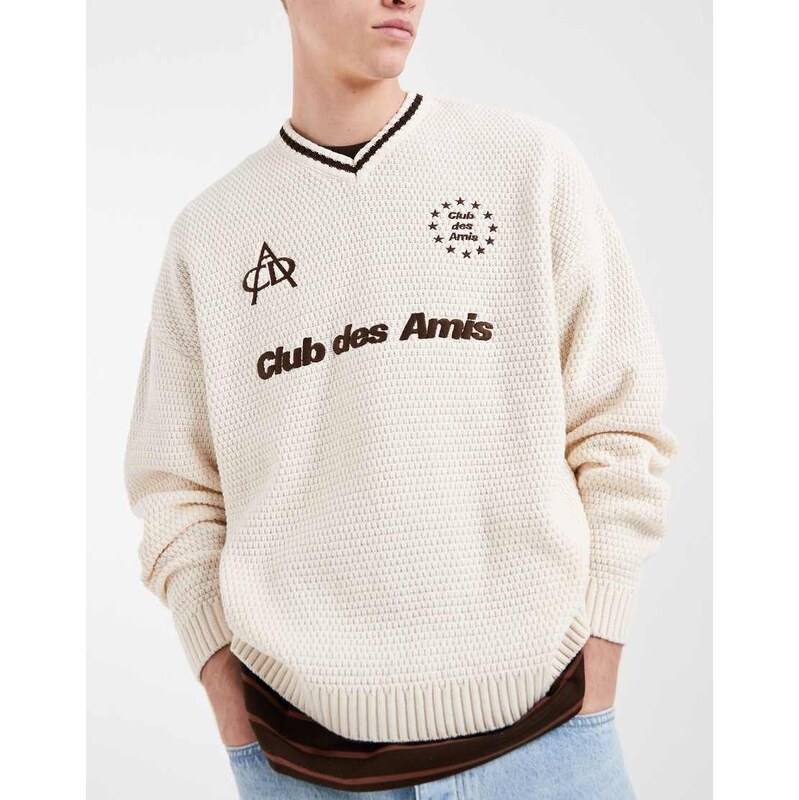 ASOS DESIGN oversized knitted jumper with club de amis graphic