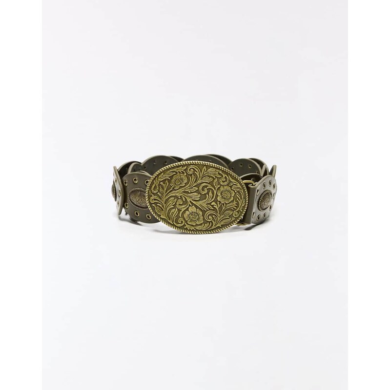 Bershka Medallion belt in khaki-Green 114434709