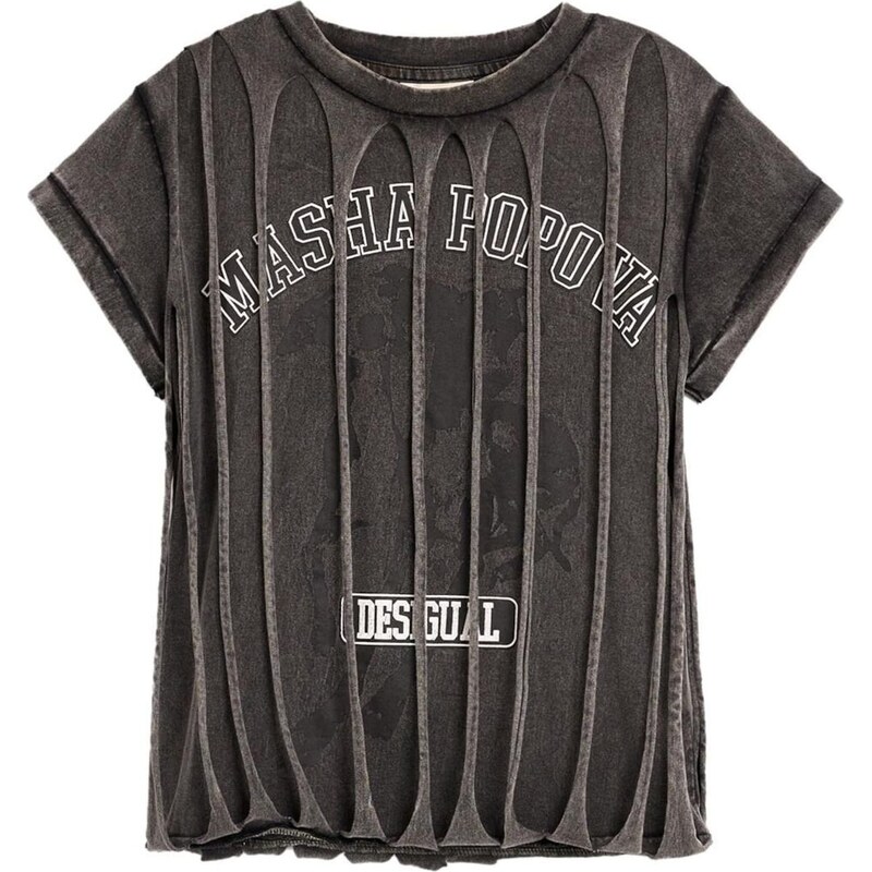Desigual Tričko 'Masha Popova' černá / bílá