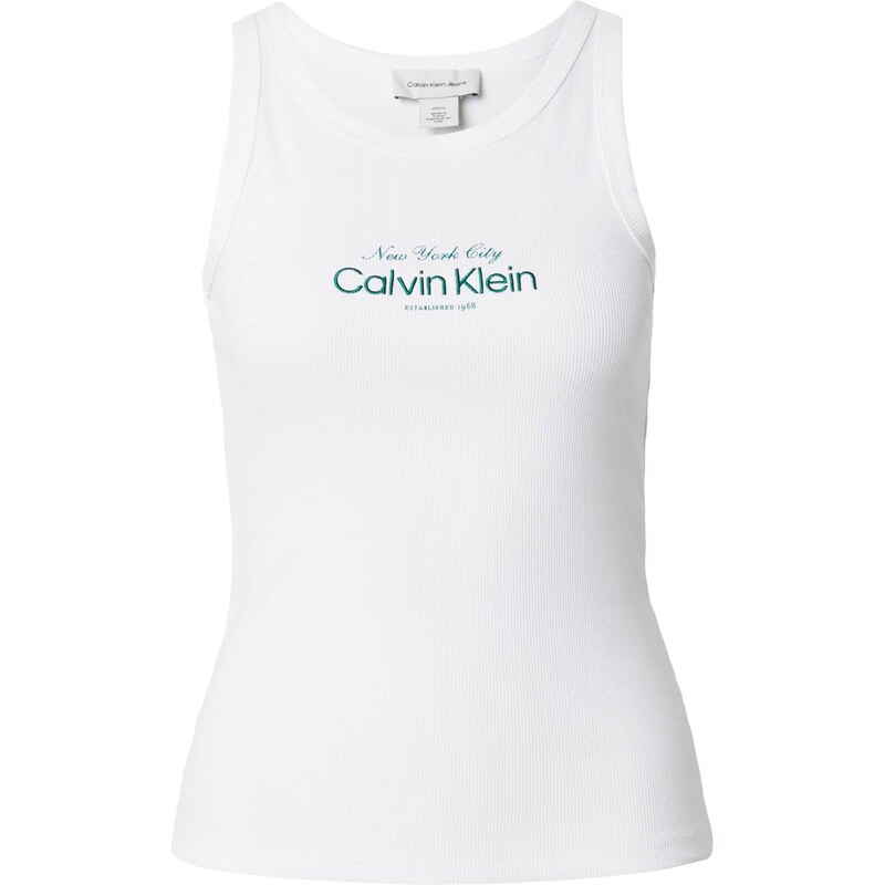Calvin Klein Jeans Top tmavě zelená / bílá