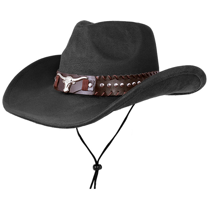 TifanTEX Kovbojský klobouk Býk černý