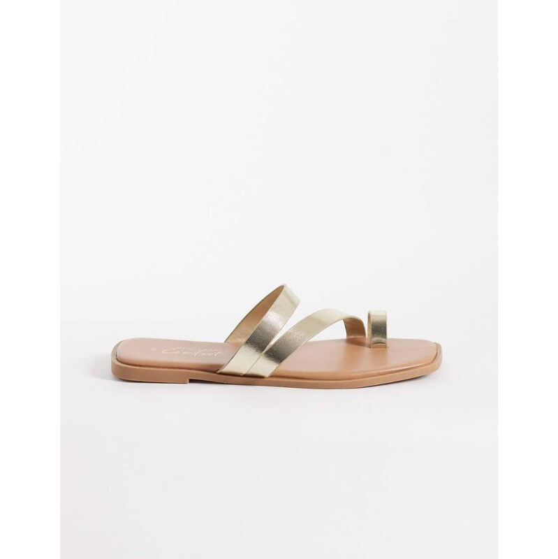 New Look multi strap toe loop sandal in gold