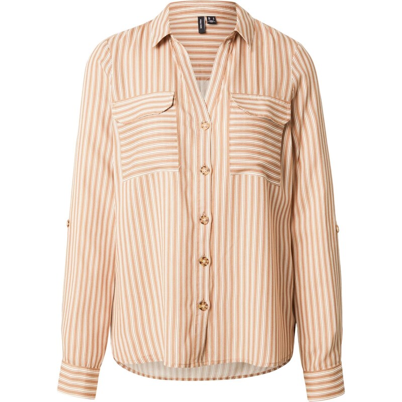 VERO MODA Halenka VMBUMPY tmavě béžová / bílá 114437641