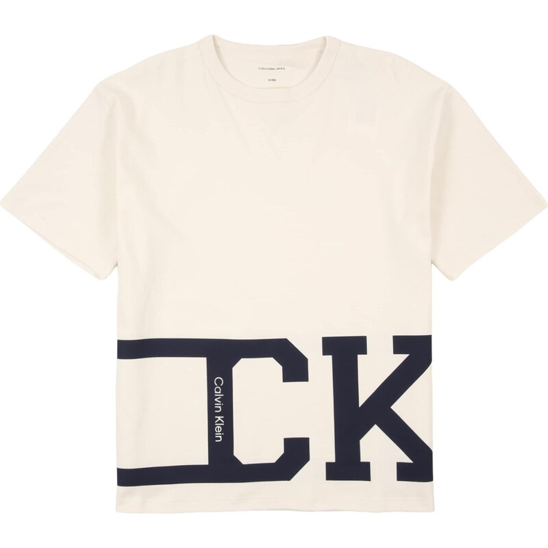 Calvin Klein Jeans Tričko VARSITY světle béžová / černá