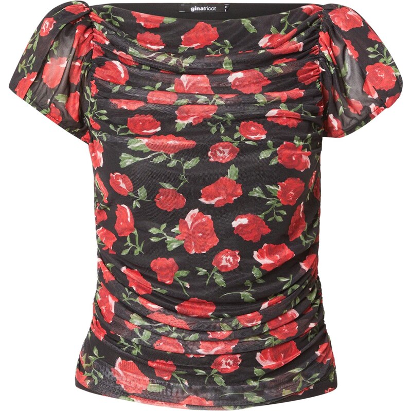 Gina Tricot Tričko zelená / růže / tmavě červená / černá